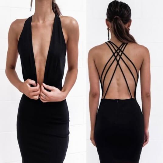 Strappy Backless Short Bodycon Dress