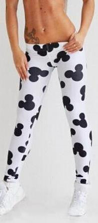 Mickey Flower Print Low Waist Skinny Leggings - Oh Yours Fashion - 1