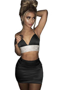 Pure Color Backless Crop Top with Short Skirt Two Pieces Dress Set