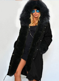 Zipper Hooded Faux Fur Cuff Long Cotton Coat - Oh Yours Fashion - 5