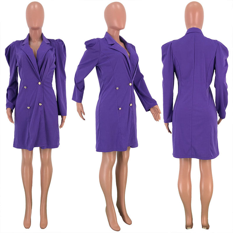 Purple Lantern Sleeve Blazer Coat