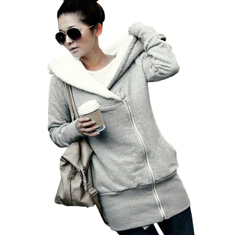 Korean Women Zip Fleece Warm Hoodie - O Yours Fashion - 4