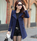 Slim Long Sleeves Button Wool Length Belt Coat - Oh Yours Fashion - 4