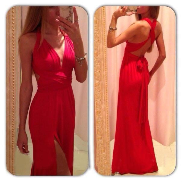 Sleeveless Deep V-neck Pure Color Long Party Dress - Oh Yours Fashion - 1
