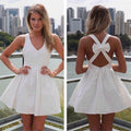 V-neck Back Cross A-line Sleeveless Sexy Party Dress - Oh Yours Fashion - 5