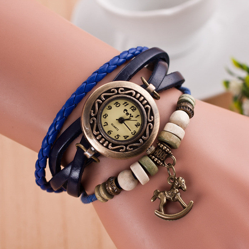 Wooden Horse Woven Bracelet Watch - Oh Yours Fashion - 1