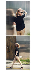 Scoop Short Sleeves Pure Color Casual Loose T-shirt - OhYoursFashion - 7