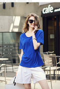 Scoop Short Sleeves Pure Color Casual Loose T-shirt - OhYoursFashion - 5