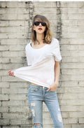 Scoop Short Sleeves Pure Color Casual Loose T-shirt - OhYoursFashion - 4