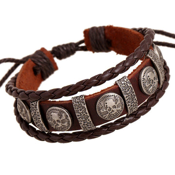 Personality Skull Leather Woven Bracelet - Oh Yours Fashion - 1
