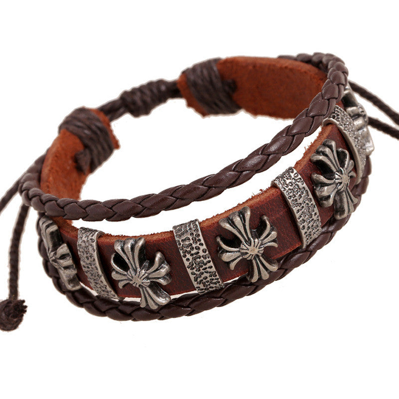 Fashoin Cross Beaded Leather Bracelet - Oh Yours Fashion - 1