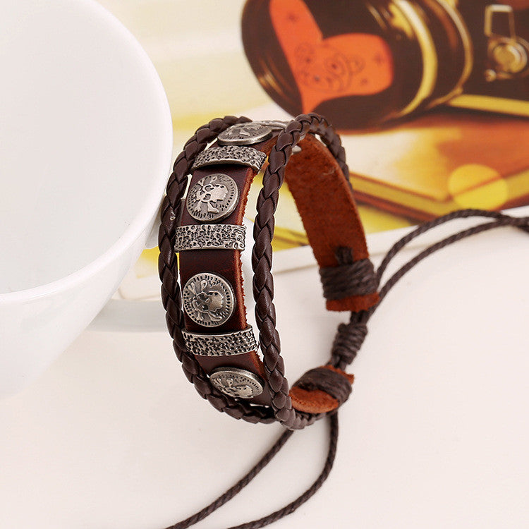 Personality Skull Leather Woven Bracelet - Oh Yours Fashion - 2
