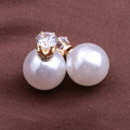 Fashion Crystal Zircon Double Pearl Earring - Oh Yours Fashion - 2