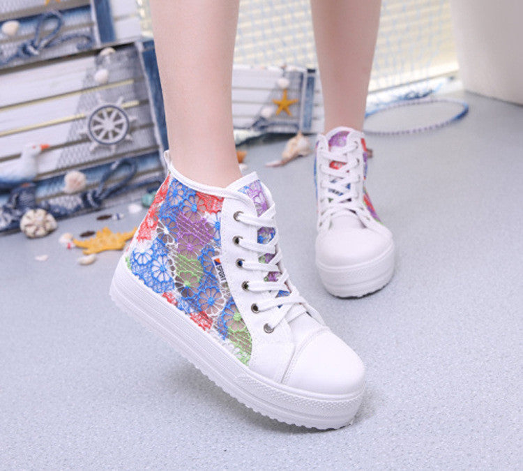 Sweet Sponge Thick Bottom Hollow Lace Sneakers - Oh Yours Fashion - 5