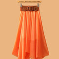 Chiffon Irregular Bohemian Flare Pleated Beach Middle Belt Skirt - Oh Yours Fashion - 9