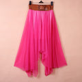 Chiffon Irregular Bohemian Flare Pleated Beach Middle Belt Skirt - Oh Yours Fashion - 4
