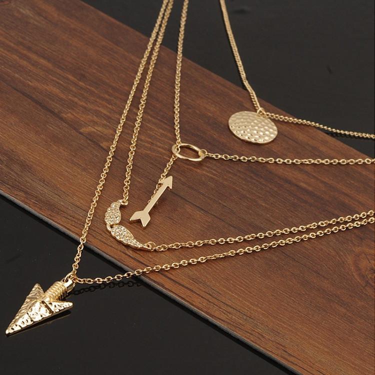 Irregular Triangle Pendant Layered Necklace - OhYoursFashion - 3