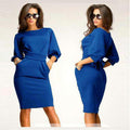 Unique Puff 3/4 Sleeves Bodycon Knee-length Casual Dress - OhYoursFashion - 1