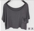 Scoop Casual Short Sleeve Pocket Short Midriff-baring T-shirt - OhYoursFashion - 12
