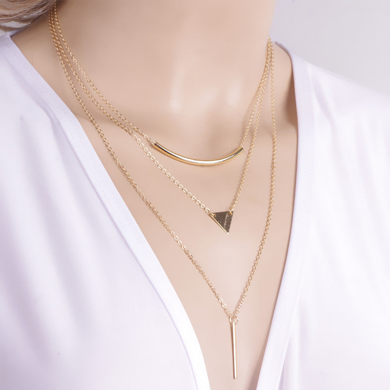 Classic Triangle Sequins Multilayer Necklace - Oh Yours Fashion - 1