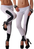 Silk Low Waist Pu Patchwork 9/10 Skinny Sport Yoga Leggings - Oh Yours Fashion - 6