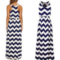 Striped Sleeveless Scoop Long Beach Dress - Oh Yours Fashion - 1