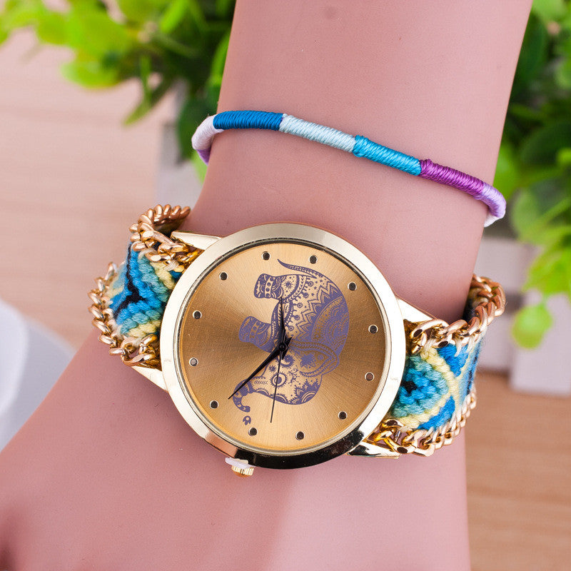 Hand-woven Elephant Rope Bracelet Watch - Oh Yours Fashion - 7