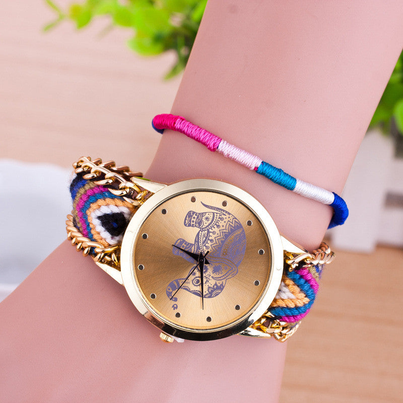 Hand-woven Elephant Rope Bracelet Watch - Oh Yours Fashion - 13