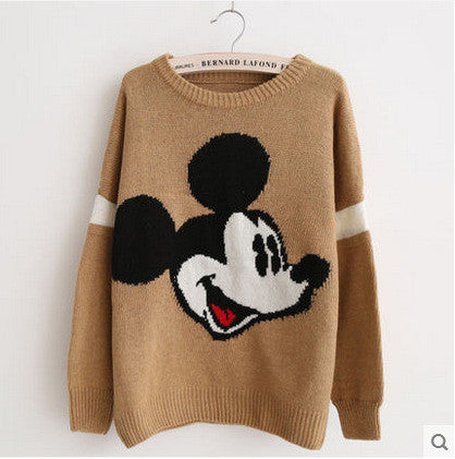 Mickey Print Fashion Scoop Long Sleeve Loose Students Sweater - Oh Yours Fashion - 4