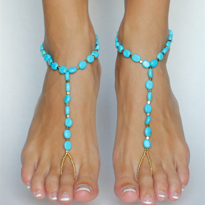Blue Tophus Beads Single Anklet - Oh Yours Fashion - 1