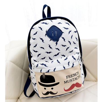 Mustache Print Fashion Backpack School Bag - Oh Yours Fashion - 1