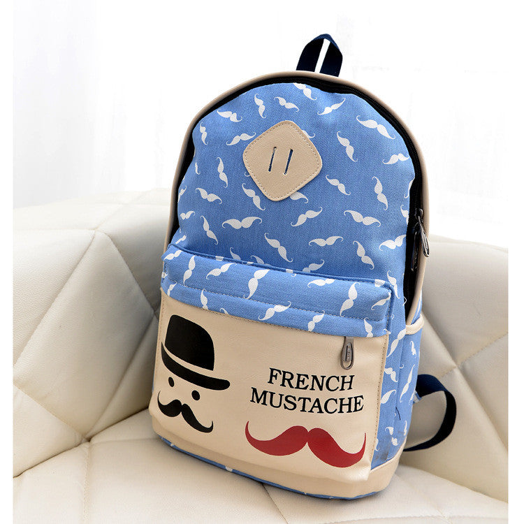 Mustache Print Fashion Backpack School Bag - Oh Yours Fashion - 5