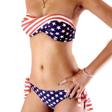 Fashion  Flag Bikini Swimwear with Detachable Strap