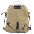 Foldable Pure Color Leather Hardware Canvas Backpack - Oh Yours Fashion - 5