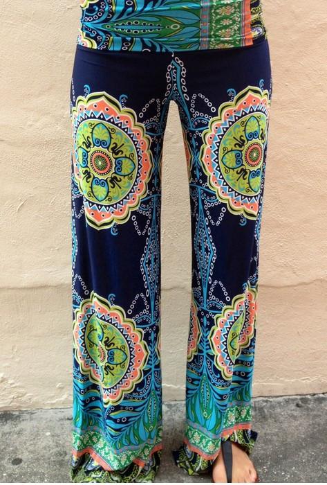 Straight Flower Print Casual Empire Long Pants - OhYoursFashion - 2