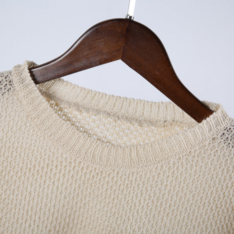 Round Collar Hollow Out Thin Casual Sweater - Oh Yours Fashion - 5