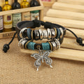 Butterfly Pendant Beaded Leather Bracelet - Oh Yours Fashion - 3