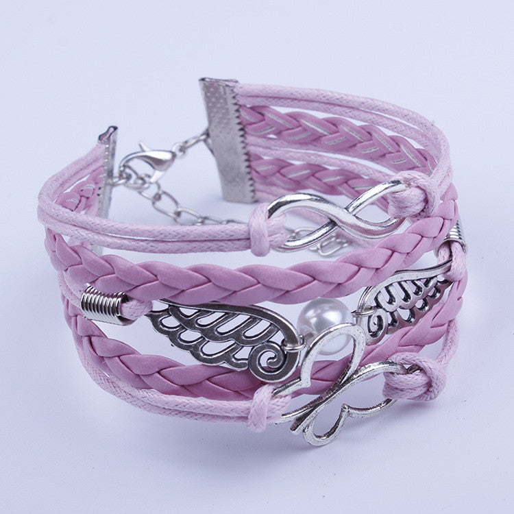 Romantic Pink Butterfly Hand-made Leather Cord Bracelet - Oh Yours Fashion - 2