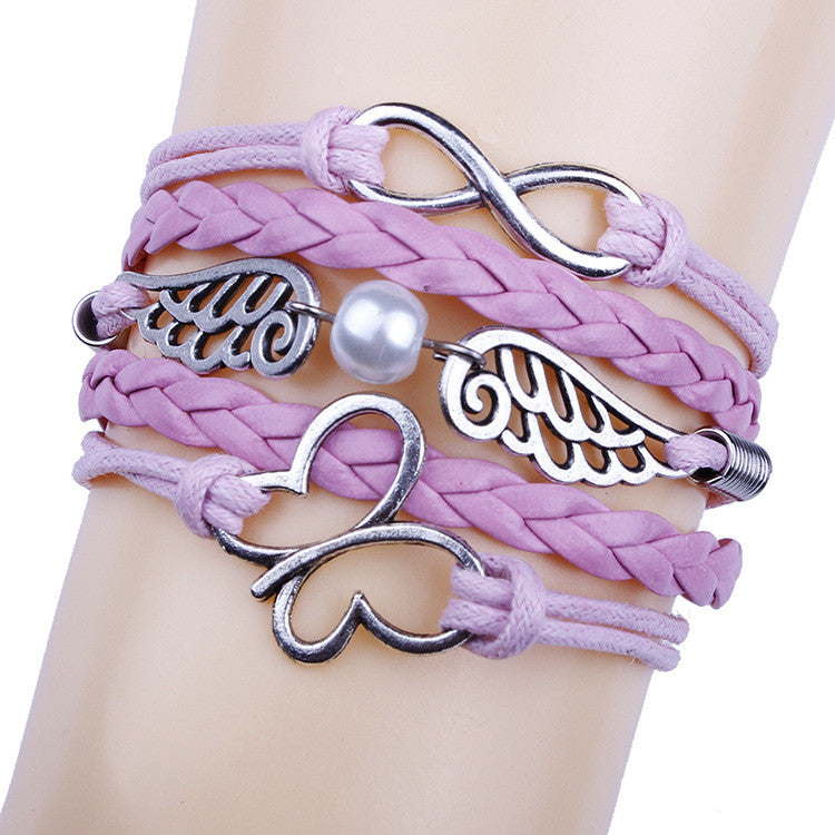 Romantic Pink Butterfly Hand-made Leather Cord Bracelet - Oh Yours Fashion - 1