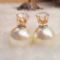 Fashion Crystal Zircon Double Pearl Earring - Oh Yours Fashion - 9