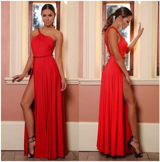 Shinning One Shoulder Backless Long Party Dress - OhYoursFashion - 1