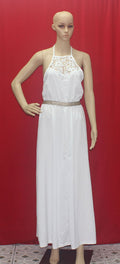 Summer Style White Lace Bear Shoulder Halter Maxi Long Dress - OhYoursFashion - 3