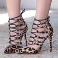 Leopard Strap Cutout High Heel Sandals