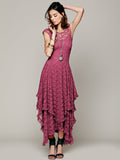 Luxurious Lace Ruched Irregular Long Prom Party Dress - OhYoursFashion - 6