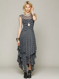 Luxurious Lace Ruched Irregular Long Prom Party Dress - OhYoursFashion - 4