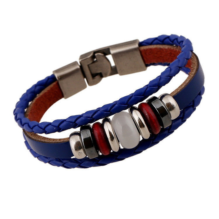 Hand-woven Multicolor Beaded Leather Bracelet - Oh Yours Fashion - 1