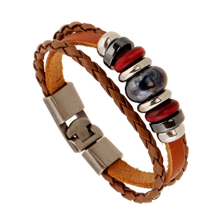 Hand-woven Multicolor Beaded Leather Bracelet - Oh Yours Fashion - 6