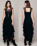 Luxurious Lace Ruched Irregular Long Prom Party Dress - OhYoursFashion - 9