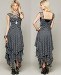 Luxurious Lace Ruched Irregular Long Prom Party Dress - OhYoursFashion - 7