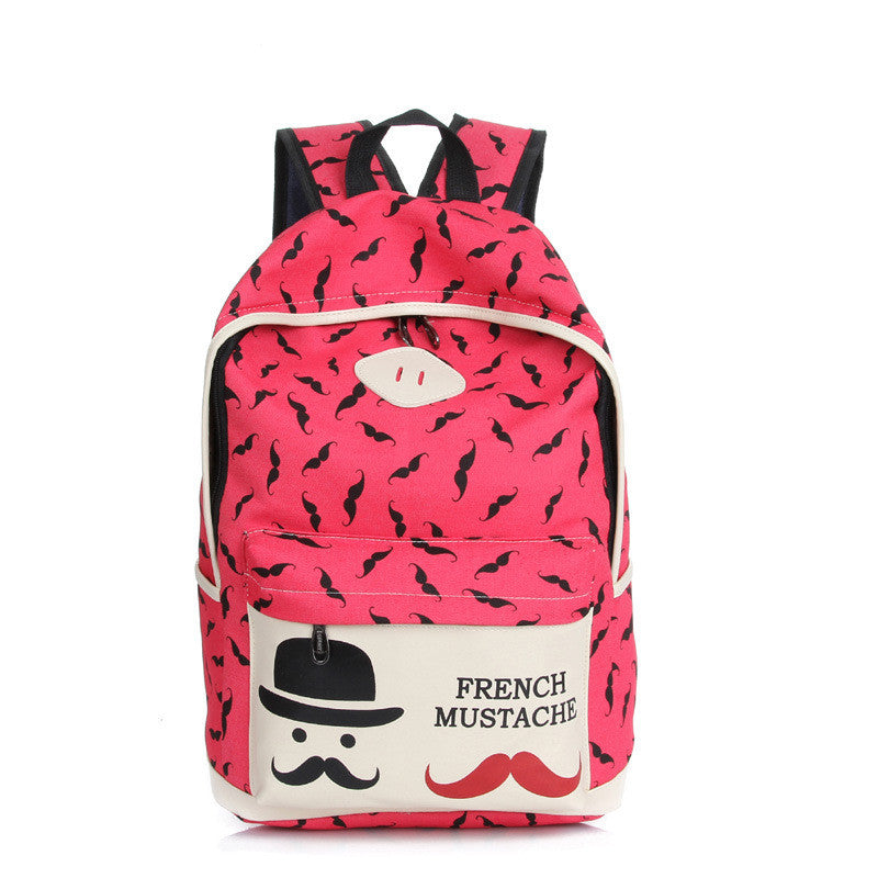 Mustache Print Fashion Backpack School Bag - Oh Yours Fashion - 2